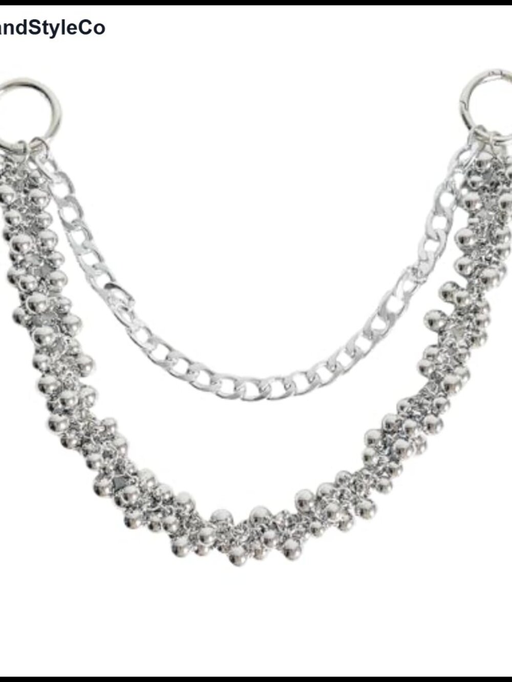 Silver Beaded Double-Layer Chain Bag Charm Keychain for Tote Handbag